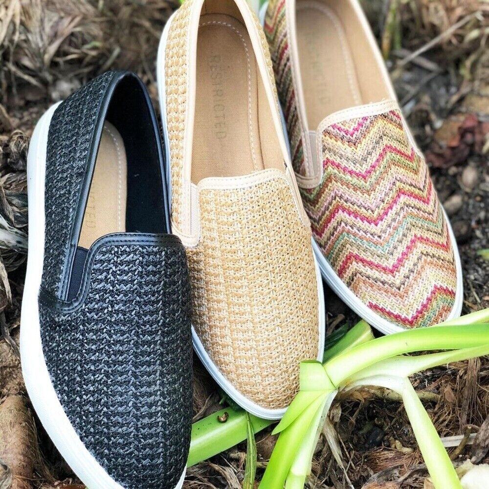 Restricted Valley Girl Sneakers Tan Woven Summer Vacation Women's Size 8.5 EUC